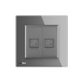 Prise murale pour ordinateur port GJ45 avec panneau en verre cristal gris Livolo 2 Gangs, VL-C792C-15